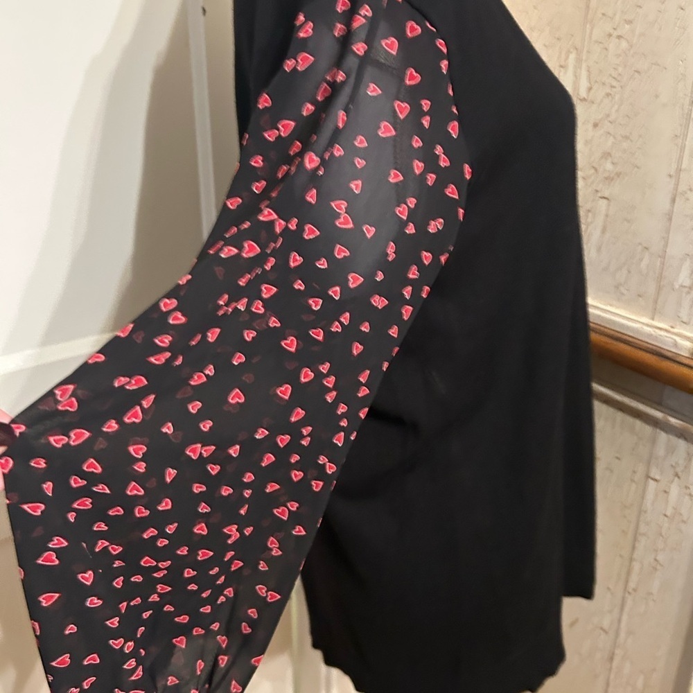 DKNY Black Knit Top with Sheer Sleeves. - Picture 9 of 14